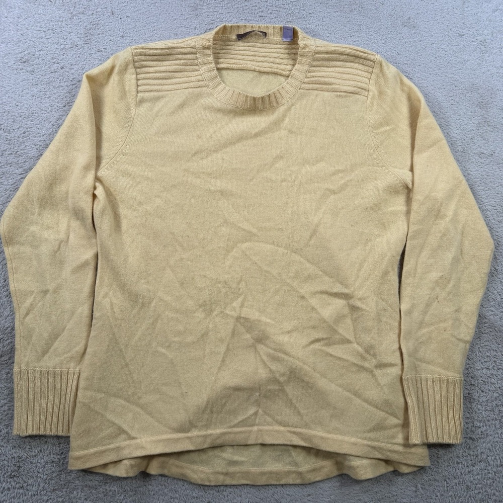 Cullen Sweater Womens XL Yellow 100% Cashmere Crewneck Lightweight Soft